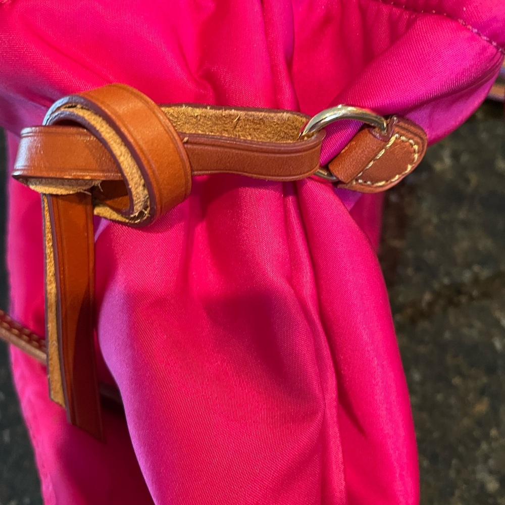 Dooney & Bourke Women's Bright Pink Nylon Tote Bag with Leather Trim - Picture 16 of 16